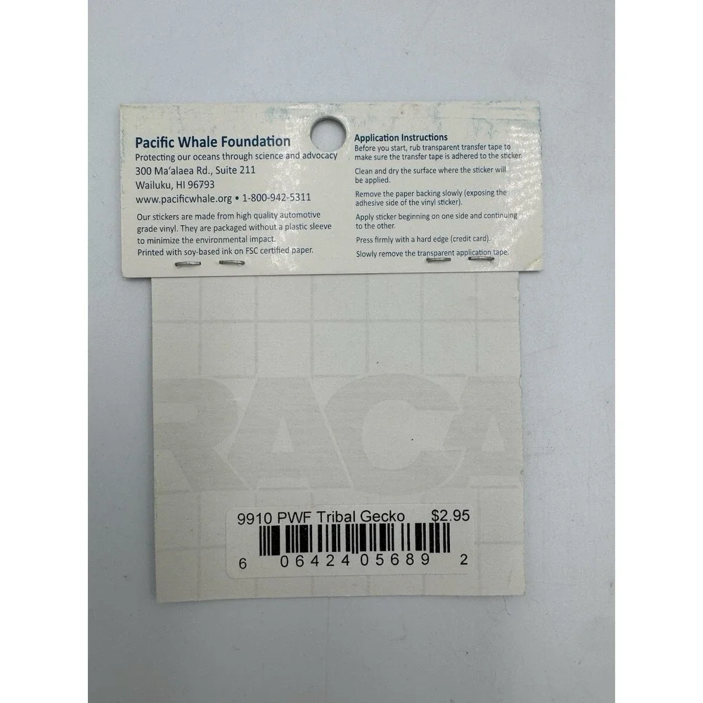 Pacific Whale Foundation White Gecko Decal